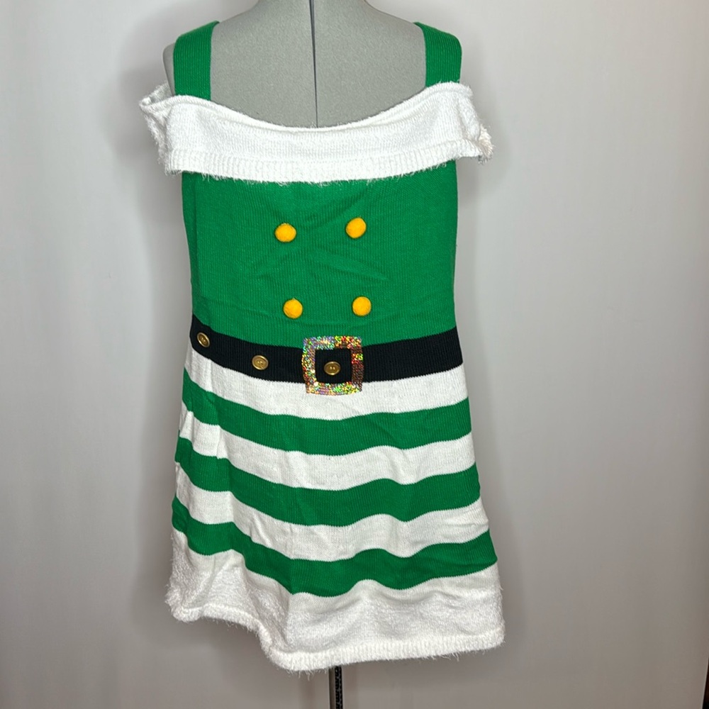 Planet gold elf plus size ugly sweater dress for women size 2X Christmas